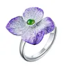 Janice jewelry Chinese style 925 Sterling silver Purple flower finger ring setting with hetian Jade high-end jewellery