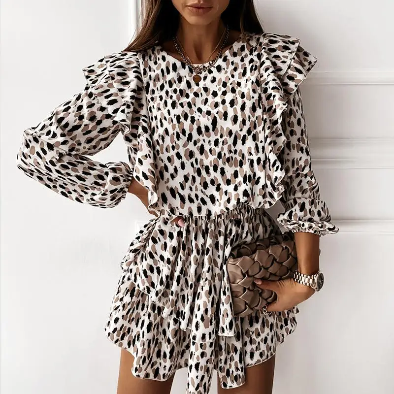 Autumn Cascading Ruffle Floral Dress Women Casual Long Sleeve A Line Leopard Print Dress Boho Female Elegant Mini Party Vestidos
Autumn Cascading Ruffle Floral Dress Women Casual Long Sleeve A Line Leopard Print Dress Boho Female Elegant Mini Party Vestidos