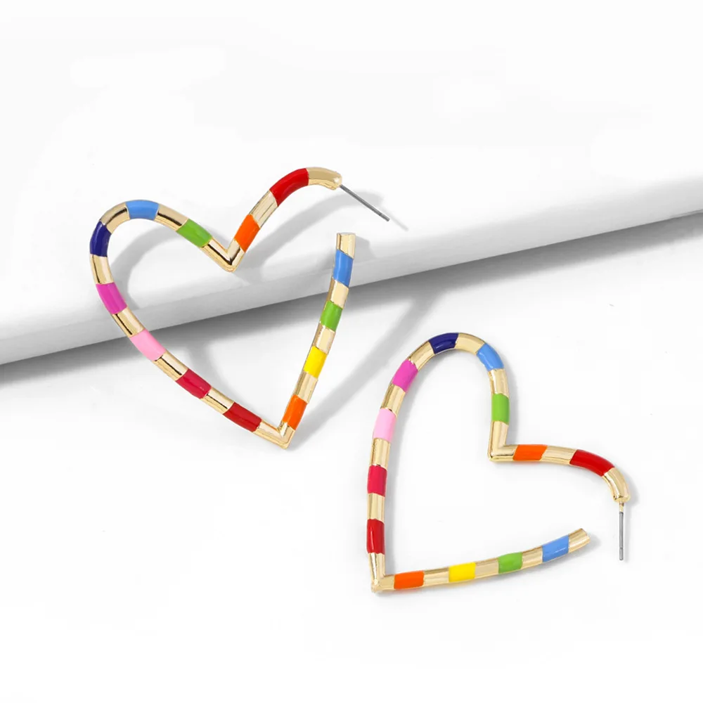 CH0367 Fashionable Vintage Multicolor Stripe Big Heart Shape Hoop Earrings Open Heart Earrings for Women Earrings Jewelry
CH0367 Fashionable Vintage Multicolor Stripe Big Heart Shape Hoop Earrings Open Heart Earrings for Women Earrings Jewelry