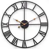 Hanssz Rego Black Metal Pocket Watch Wall Clock Indoor Silent Battery Operated Metal Clock Wrought Iron Wall Clocks Sale