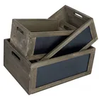Set Of 3 Extra Large Home Decorative Rustic Gray Grey Display Wooden Crate