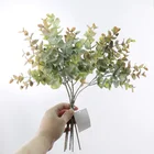 New Fashion 6pcs Silk Money Leaves Flower Faux Foliage Plants Eucalyptus Leaf