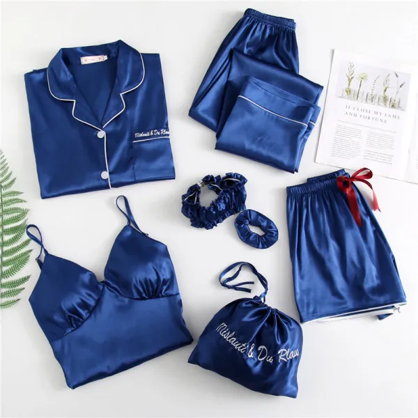 Manufacturer direct sale solid color seven-piece sets women pajamas chiffon satin silk model seven pieces pajamas 82010727SP, As picture
Manufacturer direct sale solid color seven-piece sets women pajamas chiffon satin silk model seven pieces pajamas 82010727SP, As picture