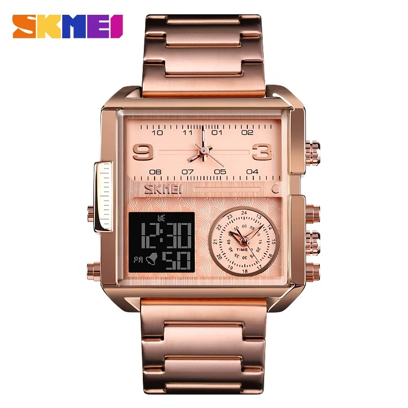 SKMEI 1584 high quality custom waterproof retro industrial style stainless steel multi-function digital men's electronic watch, 5 colors
SKMEI 1584 high quality custom waterproof retro industrial style stainless steel multi-function digital men's electronic watch, 5 colors