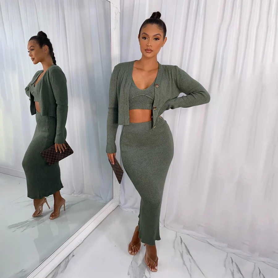 Kliou Casual Solid V-Neck Tracksuits 2021 New Arrivals Wholesale Clothing Knitted 3 Piece Knit Set Women
Kliou Casual Solid V-Neck Tracksuits 2021 New Arrivals Wholesale Clothing Knitted 3 Piece Knit Set Women