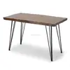Industrial Ultra Modern Live Edge Writing Table Top with Black Finish Metal Legs Base