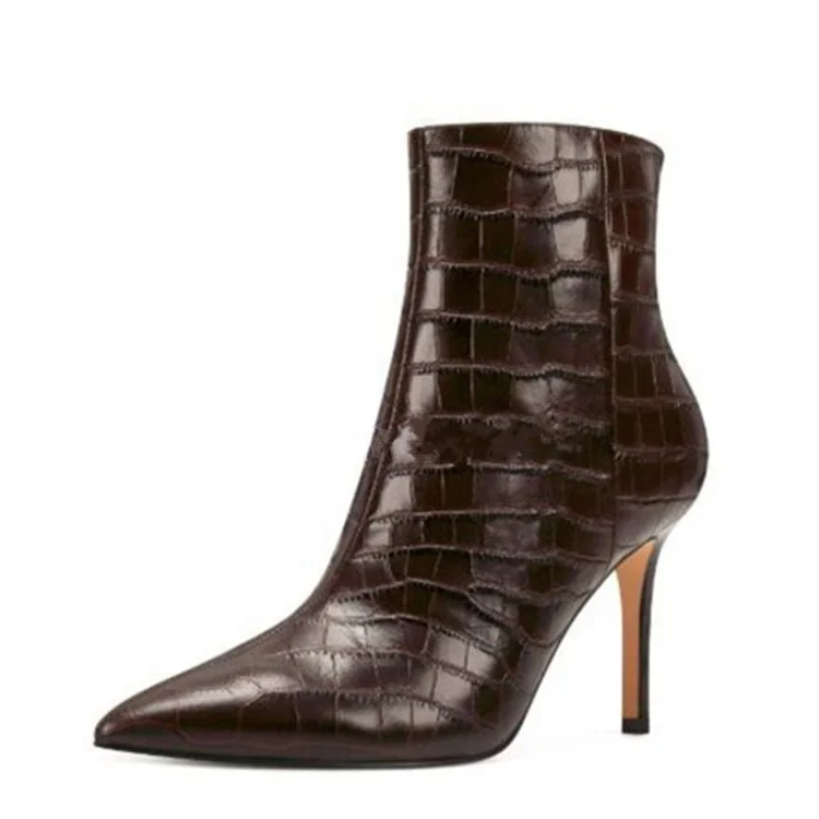 Solid PU Upper Stone Pattern Pointed Toe Women Short Booties Big Size 45 Side Zipper Thin High Heel Ankle Boots For Ladies, Dark wine red
Solid PU Upper Stone Pattern Pointed Toe Women Short Booties Big Size 45 Side Zipper Thin High Heel Ankle Boots For Ladies, Dark wine red