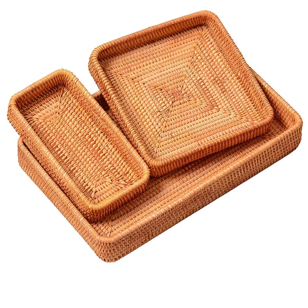 rattan fibre handwoven tray vintage style fruit gift basket