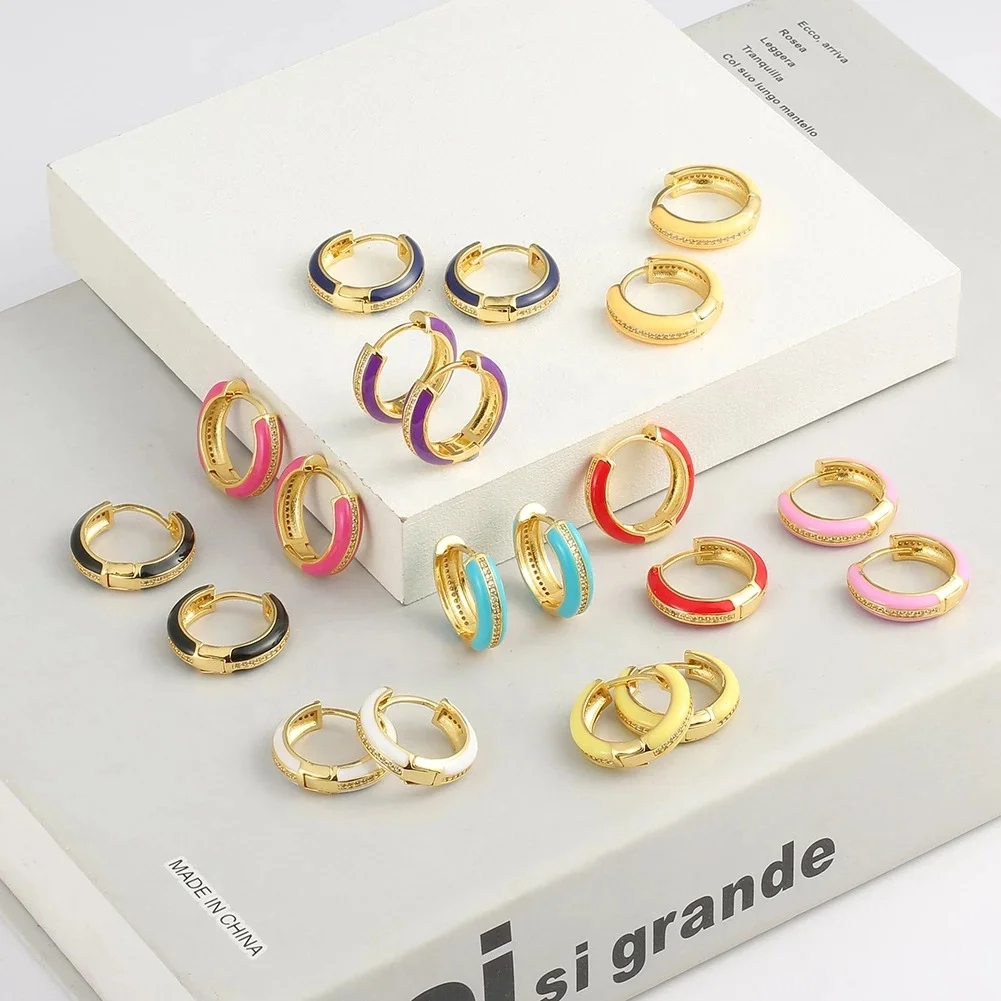 Enamel Small Hoop CZ Rainbow Round Earrings For Women Retro Chic Zircon Earring Party Wedding Boho Jewelry, Gold and silver
Enamel Small Hoop CZ Rainbow Round Earrings For Women Retro Chic Zircon Earring Party Wedding Boho Jewelry, Gold and silver