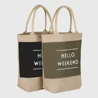 Natural hessian linen burlap jute shopping tote bag
