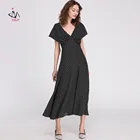 Lady Summer Batwing Sleeve Party A Line Polka Dot Long Elegant Dress Women