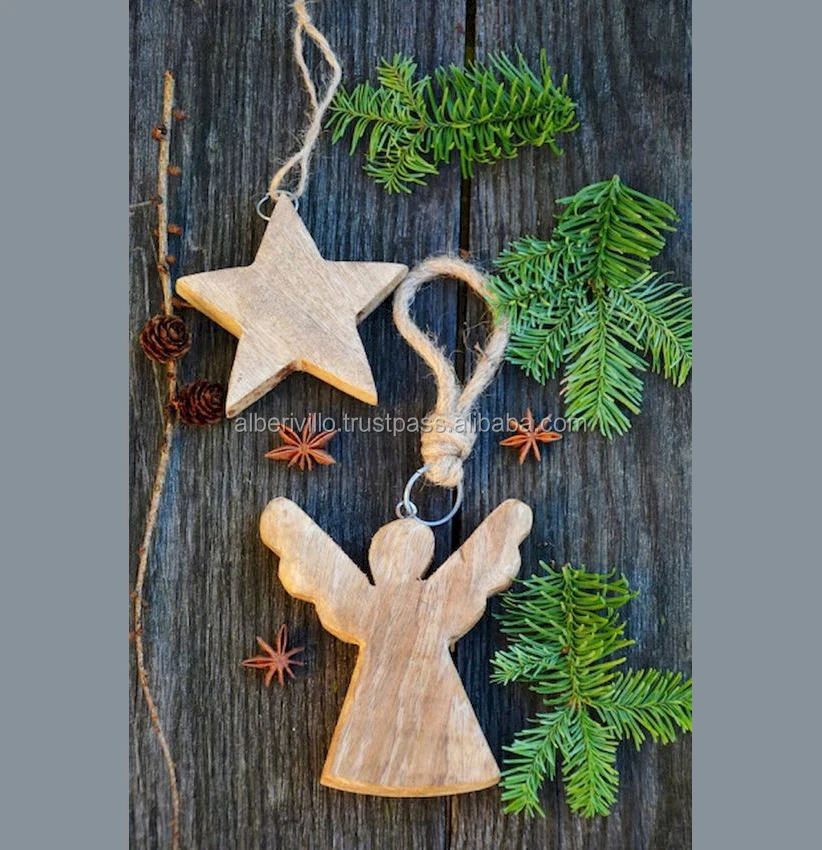 Ручной работы Рождественская елка украшения Ангел формы деревянные украшения