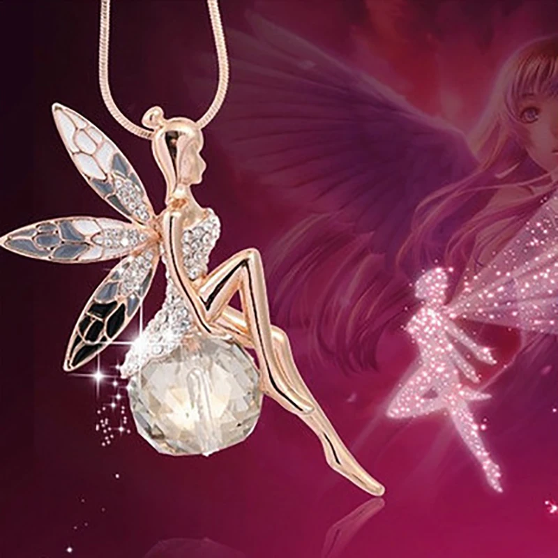 New Women Crystal Shiny Fairy Rhinestones Angel Wings Long Chain Party Pendant Necklace Sweater Chain Fashion Jewelry, Gold
New Women Crystal Shiny Fairy Rhinestones Angel Wings Long Chain Party Pendant Necklace Sweater Chain Fashion Jewelry, Gold