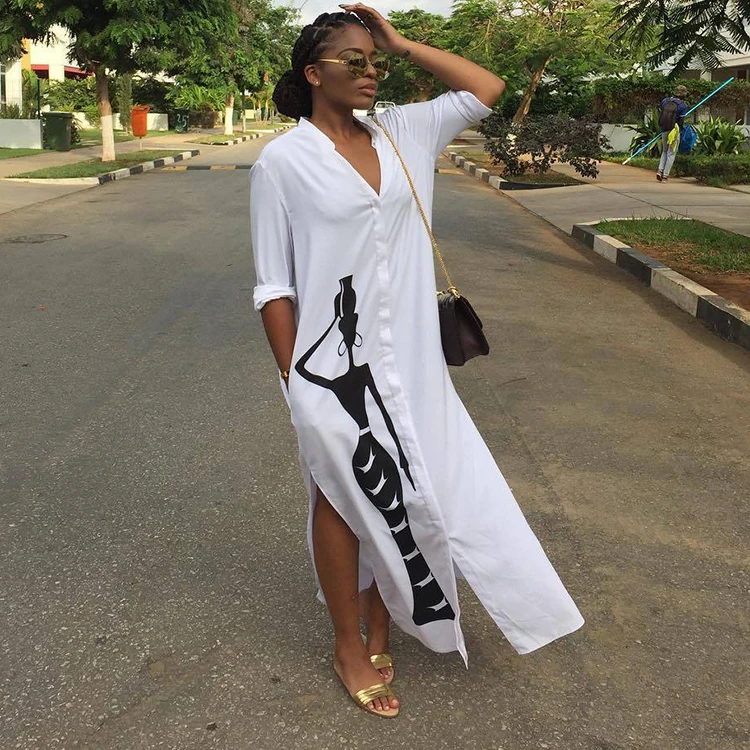 Casual Button-front Pink White V Neck Print Single-breasted Printed Split Long Sleeve Loose Shirt Women Maxi Dress Dresses, White,green,black,pink, yellow
Casual Button-front Pink White V Neck Print Single-breasted Printed Split Long Sleeve Loose Shirt Women Maxi Dress Dresses, White,green,black,pink, yellow