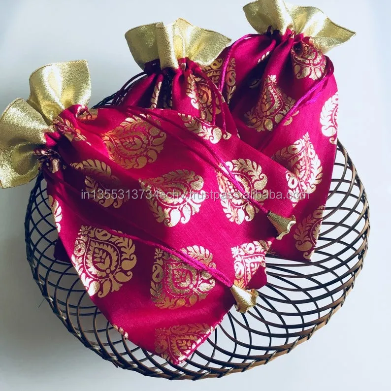 wedding favor potli bags brocade return gift favor drawstring