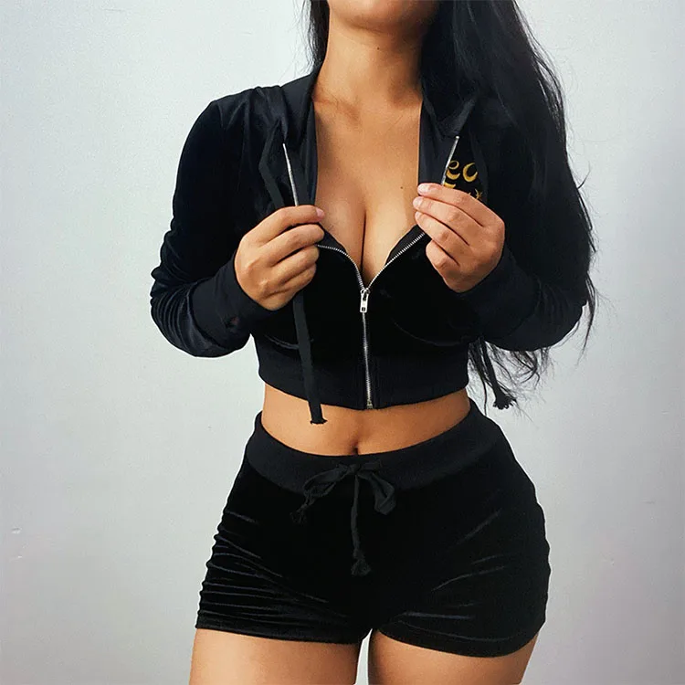 Casual Velvet Autumn Long Sleeve Hoodie Shorts Tracksuits Joggers Sweatshirt And Short Set Two Piece Short Sets For Women 2021, Black
Casual Velvet Autumn Long Sleeve Hoodie Shorts Tracksuits Joggers Sweatshirt And Short Set Two Piece Short Sets For Women 2021, Black