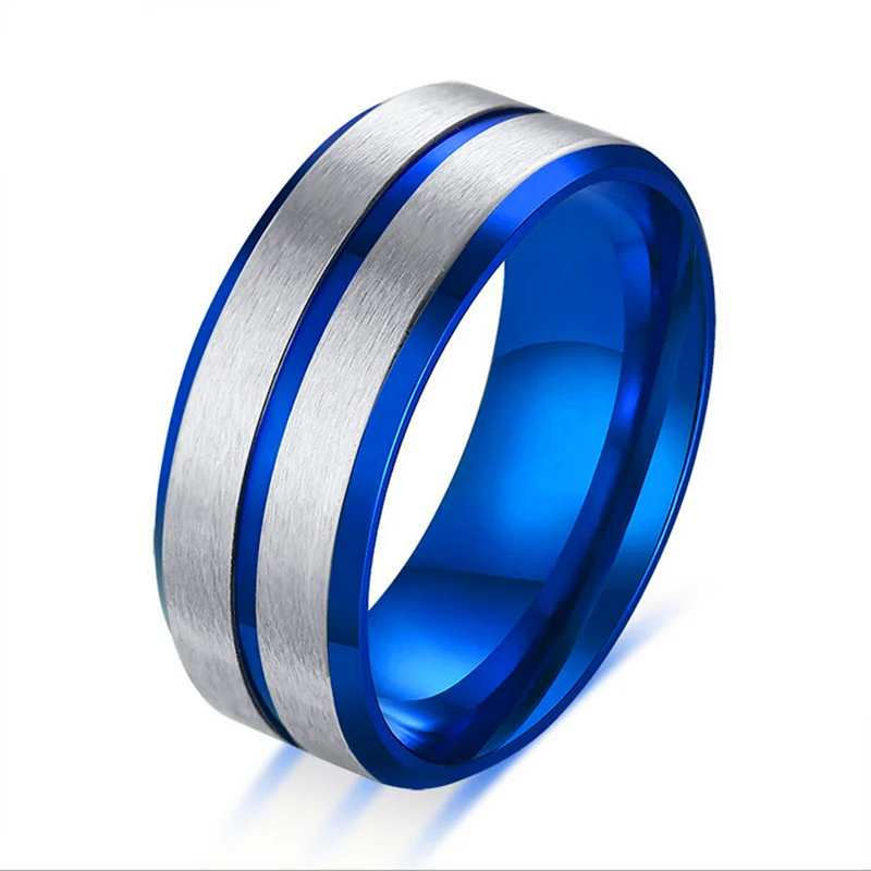 8mm Fashion Silver and Blue Color Mens Ring Stainless Steel Male Wedding Band Jewelry Anel Masculino Bague Homme
8mm Fashion Silver and Blue Color Mens Ring Stainless Steel Male Wedding Band Jewelry Anel Masculino Bague Homme