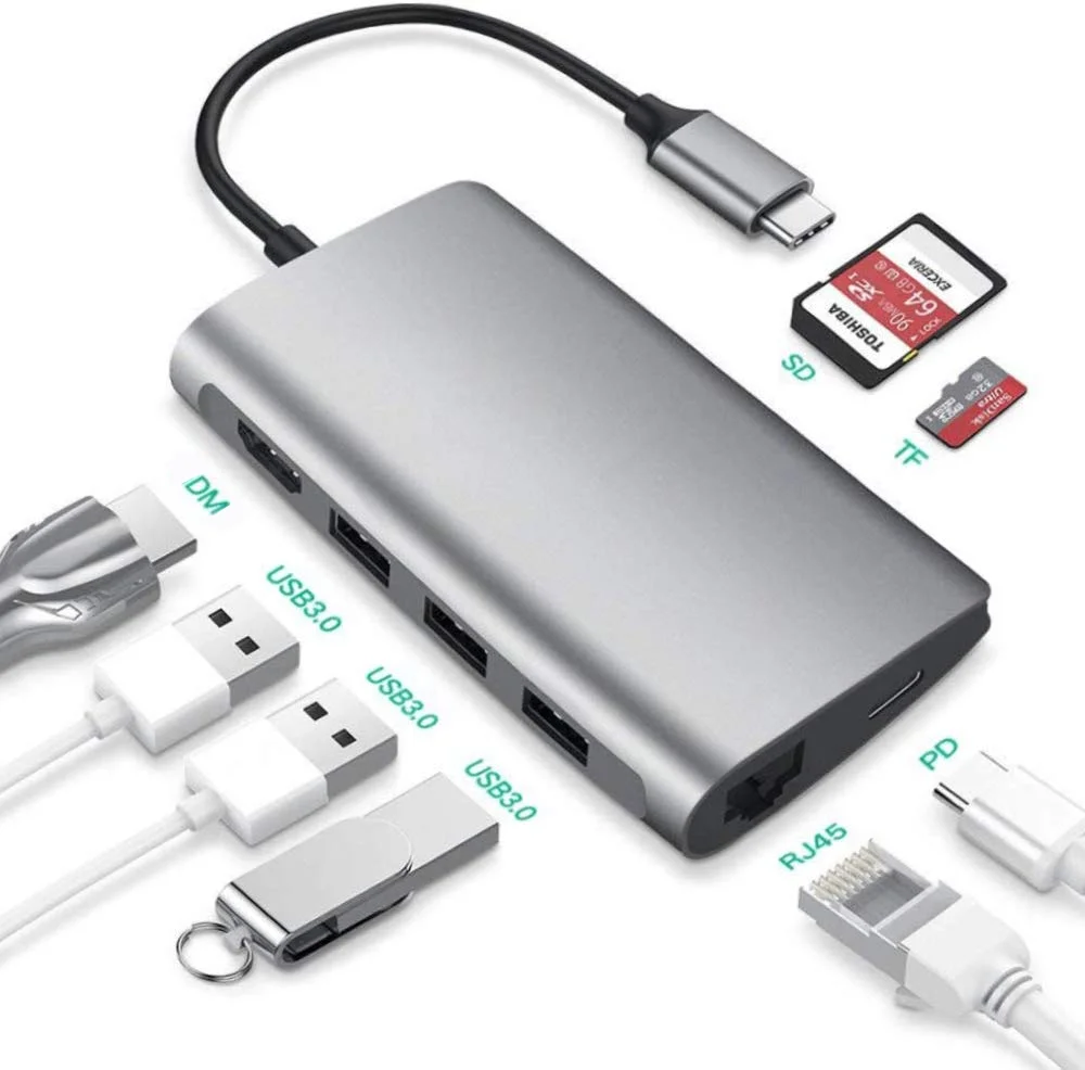 8 In 1 Type C Usb 3.0 Type-C Micro Usb Hub Multi-Function Card Reader Multi-Disk Video Adapter Male Molding, Gray ,silver
8 In 1 Type C Usb 3.0 Type-C Micro Usb Hub Multi-Function Card Reader Multi-Disk Video Adapter Male Molding, Gray ,silver