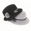 New Trendy Elegant Old Women Cloche Wool Felt Hat with Flower Decoration