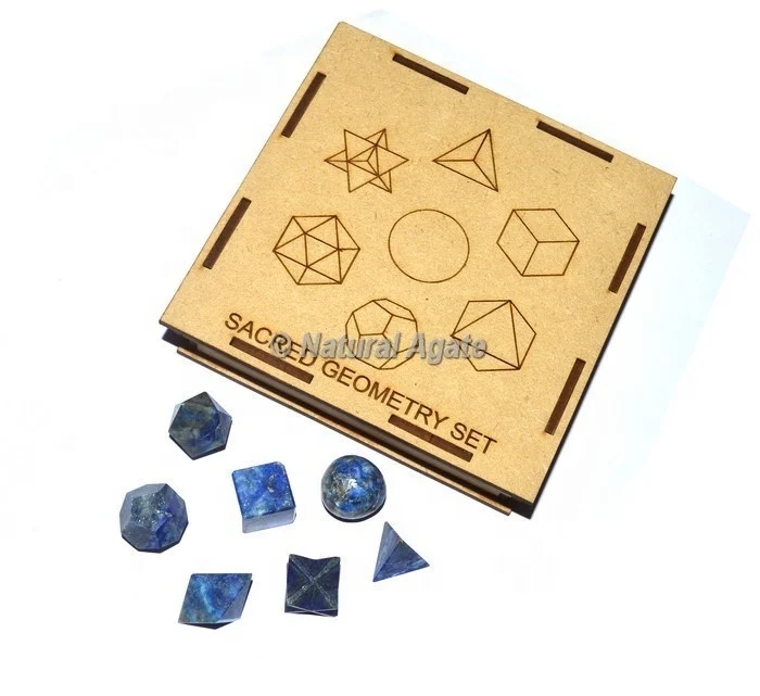 Lapis Lazuli Geometry Set With Square Gift Box