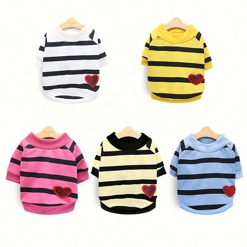 Spring Summer Thin Striped O-Neck T-Shirt For Pet Dog Heart Pattern Clothes, Picture 
Spring Summer Thin Striped O-Neck T-Shirt For Pet Dog Heart Pattern Clothes, Picture