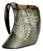 Game of thrones viking drinking horn mug wolf carved tankard for beer wine