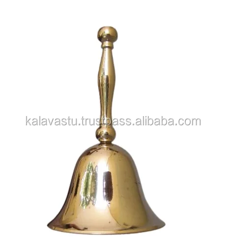 Brass Pooja bell Handmade Decorative Brass Bell in Gold Finish Solid Indian Brass Bell For Gifts Item