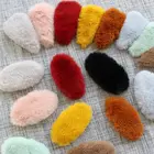 Custom 2019 cute Elliptic triangle BB pins plush solid color lamb hair clips