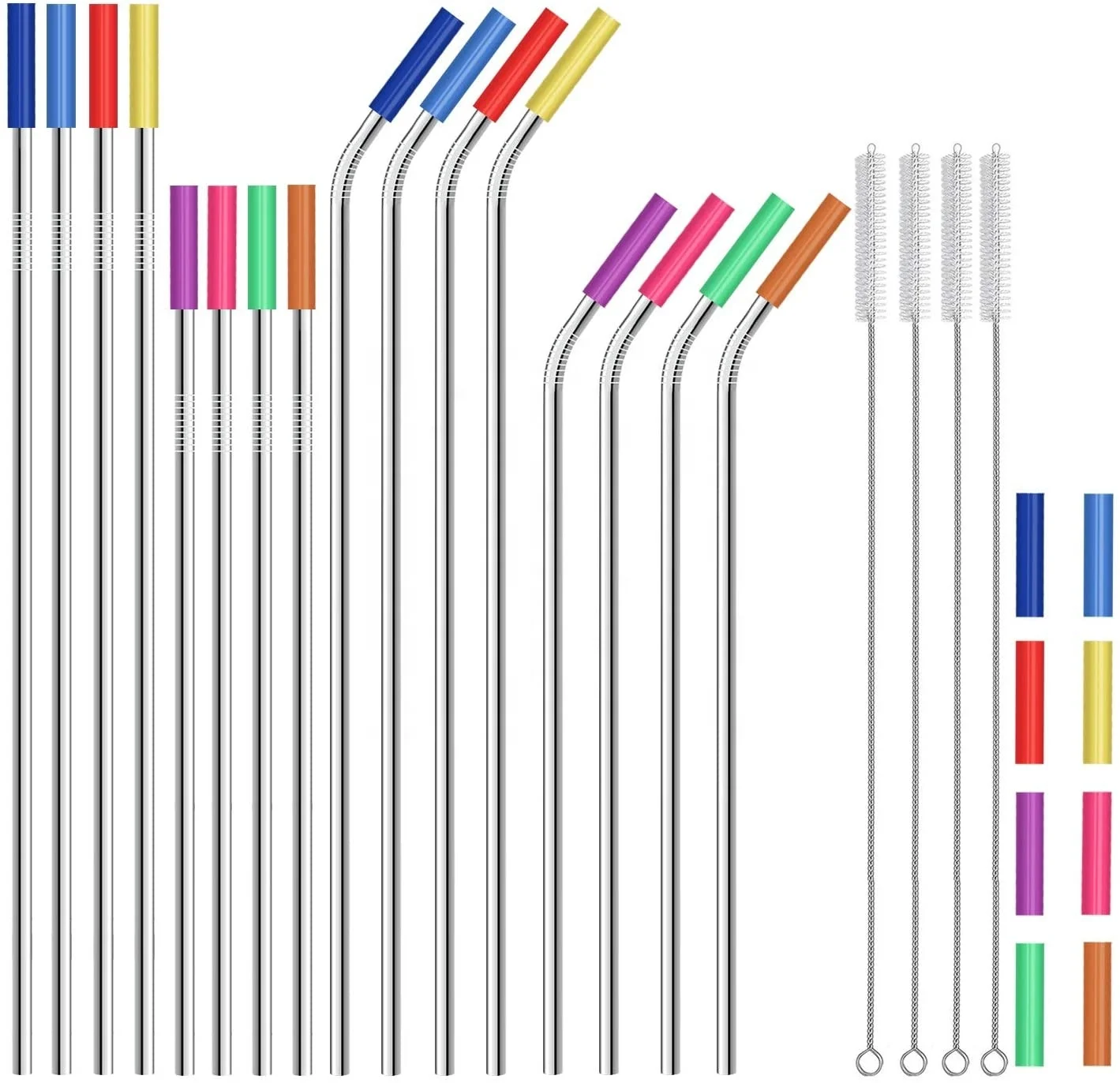 DLSEALS Metal silicone drinking straws set with silicon tip, Colors, accept custom 
DLSEALS Metal silicone drinking straws set with silicon tip, Colors, accept custom