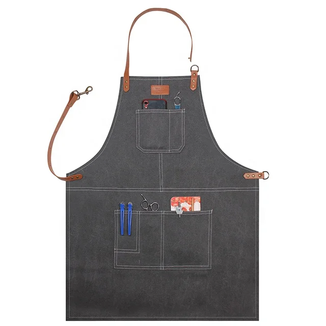 Grey Printing Heavy Durable Adjustable Hang Neck Long Leather Stripes Thick Canvas Apron, Can be customized
Grey Printing Heavy Durable Adjustable Hang Neck Long Leather Stripes Thick Canvas Apron, Can be customized