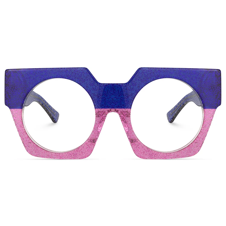 Neostyle Stylish Wide Geometric Plastic Glitter Crystal Non Prescription Eyeglasses Oversized Blue Pink Decorative Frame, Shown
Neostyle Stylish Wide Geometric Plastic Glitter Crystal Non Prescription Eyeglasses Oversized Blue Pink Decorative Frame, Shown