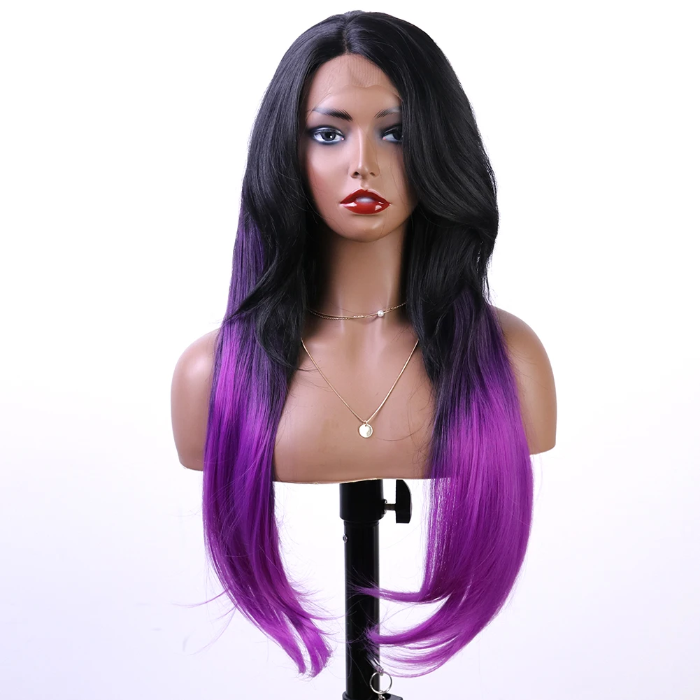 Black ombre purple Colorful Lace Wig High temperature Straight Synthetic Lace Wig Loose Wave Front Lace Wig for Woman Halloween
Black ombre purple Colorful Lace Wig High temperature Straight Synthetic Lace Wig Loose Wave Front Lace Wig for Woman Halloween