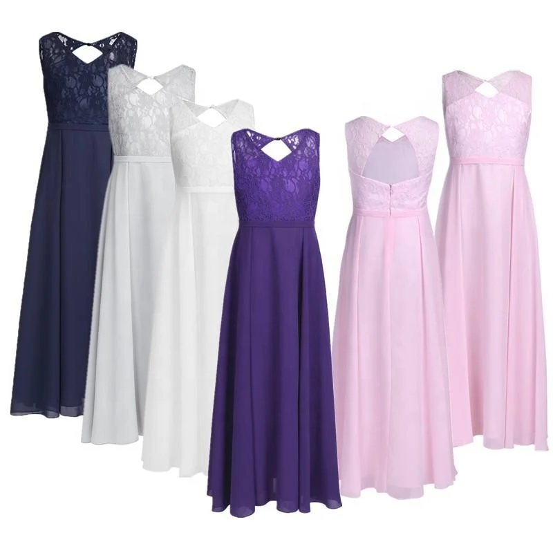 Girls' Floral Lace Chiffon Cutout Back Flower Girl Dress Wedding Bridesmaid Party Ball Gowns Party Dress
Girls' Floral Lace Chiffon Cutout Back Flower Girl Dress Wedding Bridesmaid Party Ball Gowns Party Dress