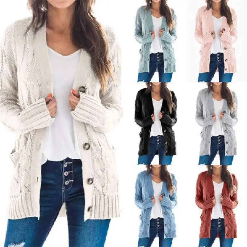 2021 Autumn Winter Wholesale Plus Size Sweaters V-neck Button Fly Full Sleeve Knitted Long Cable-knit Sweater Cardigan
2021 Autumn Winter Wholesale Plus Size Sweaters V-neck Button Fly Full Sleeve Knitted Long Cable-knit Sweater Cardigan