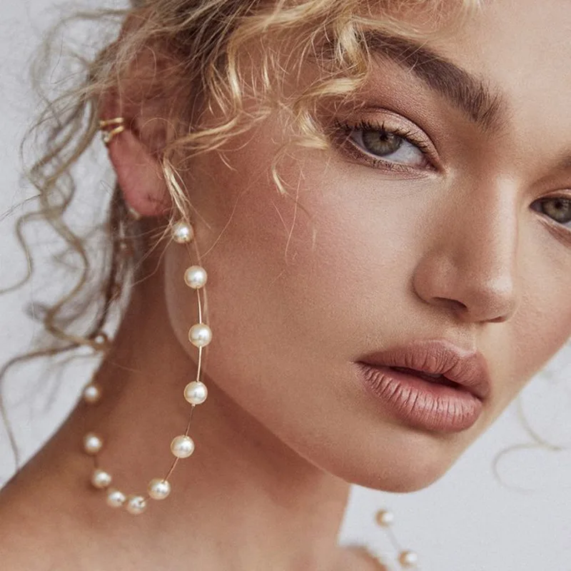 New Boho Gold Color Jewelry Earrings Big Circle Imitation Pearl Hoop Earrings, Gold, silver
New Boho Gold Color Jewelry Earrings Big Circle Imitation Pearl Hoop Earrings, Gold, silver