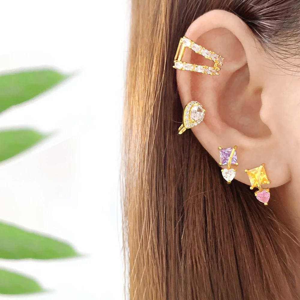 Suqare CZ Zircon Diamond 18K Gold Plated Jewelry Minimal Charm Heart Stud Earrings
Suqare CZ Zircon Diamond 18K Gold Plated Jewelry Minimal Charm Heart Stud Earrings