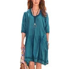 Half Sleeve Swimsuit Cover Ups Swimwear Bikini Tunic Dress Beach Cover Up