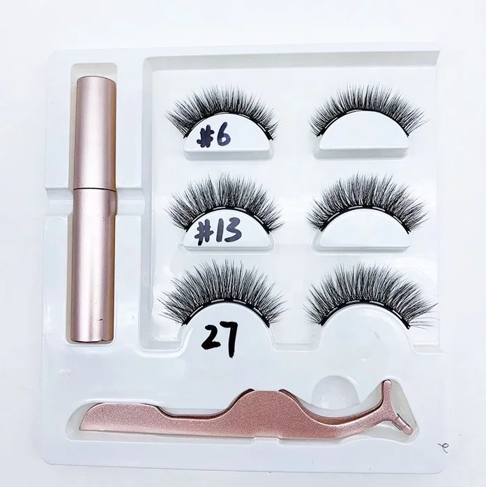 New Fashionable 3 pairs magnet false eyelashes with rose gold tweezers and liquid magnetic eyeliner, Black
New Fashionable 3 pairs magnet false eyelashes with rose gold tweezers and liquid magnetic eyeliner, Black