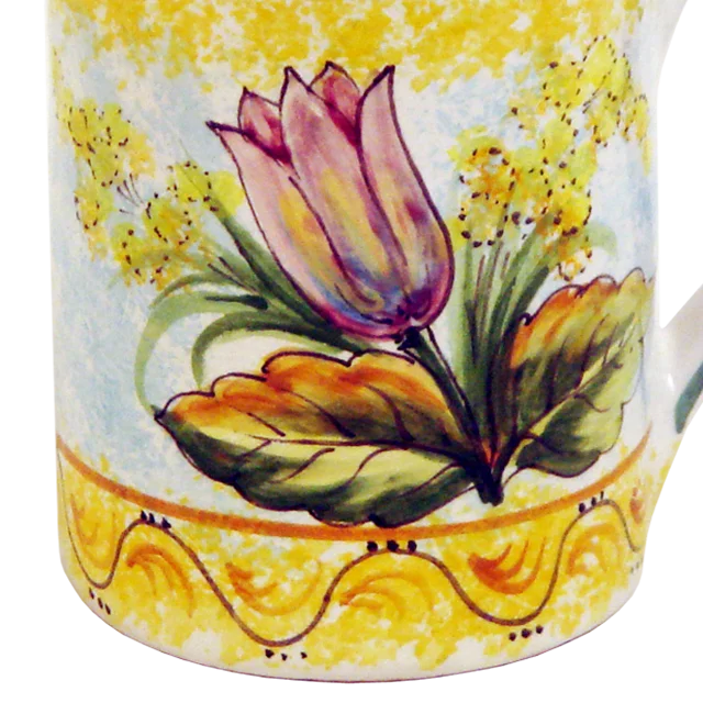 ceramic coffee mug with flower decoration handmade painting