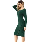 Latest Design Women Long Sleeves O Neck Sexy Bodycon Ladies Sweater Dress