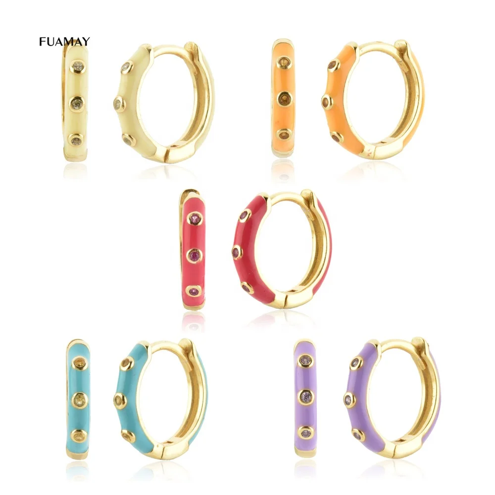 FUAMAY 925 Sterling Silver Gold Plated Hoop Earrings Small Colorful Neon Enamel Metal Earings
FUAMAY 925 Sterling Silver Gold Plated Hoop Earrings Small Colorful Neon Enamel Metal Earings