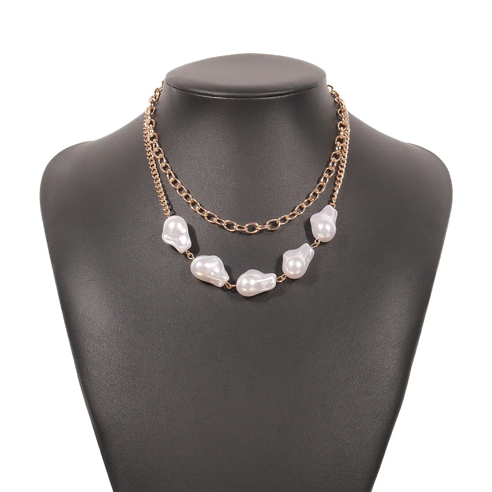 Fashion Baroque shaped pearl jewelry necklace women's gold-plated necklace, Gold color
Fashion Baroque shaped pearl jewelry necklace women's gold-plated necklace, Gold color
