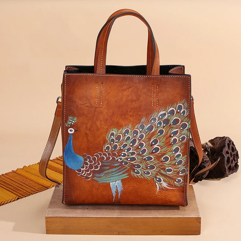 Ready To Ship Vintage Luxury Leather Women'S Handbag Hand-Painted Peacock Animal Tote Bag Designer Purse
Ready To Ship Vintage Luxury Leather Women'S Handbag Hand-Painted Peacock Animal Tote Bag Designer Purse