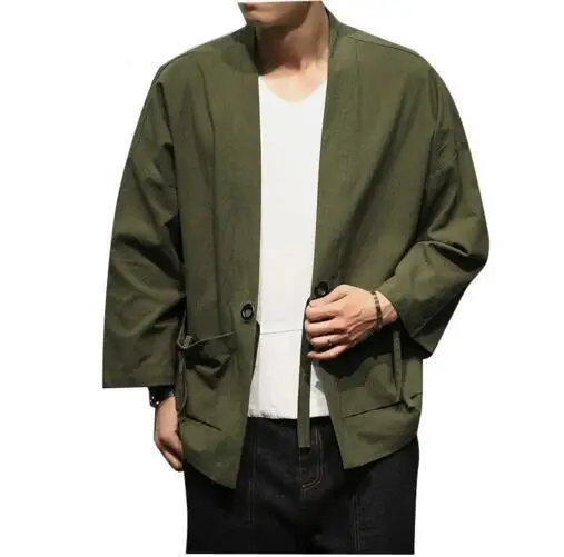 Army green cardigan Men Cotton Cardigan Jacket Male Streetwear Fashion Casual Coat Loose Kimono Jacket
Army green cardigan Men Cotton Cardigan Jacket Male Streetwear Fashion Casual Coat Loose Kimono Jacket