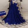 Sana Silk Saree With New Navy Blue Embroidery With Stone And Khatli Work Sari
