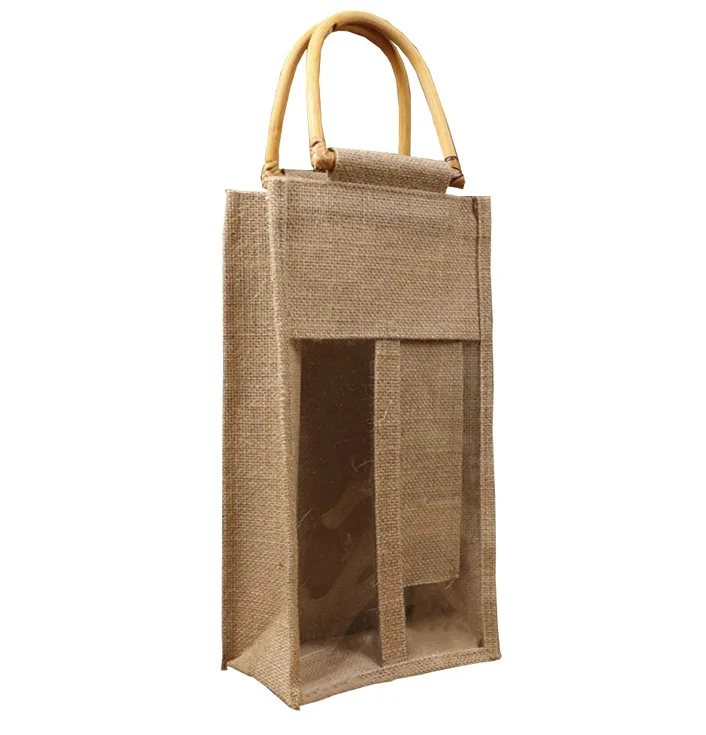 Natural Jute Wine Bags With Bamboo Wooden Handles wine bag clear tote, Nature/customized color
Natural Jute Wine Bags With Bamboo Wooden Handles wine bag clear tote, Nature/customized color