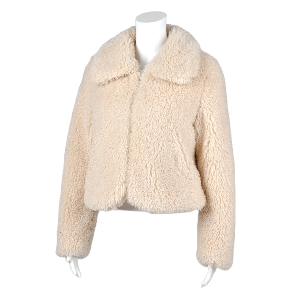 Customized Women Winter Korean Style Simple Flat Collar Coat For Wool Faux Fur Jacket
Customized Women Winter Korean Style Simple Flat Collar Coat For Wool Faux Fur Jacket