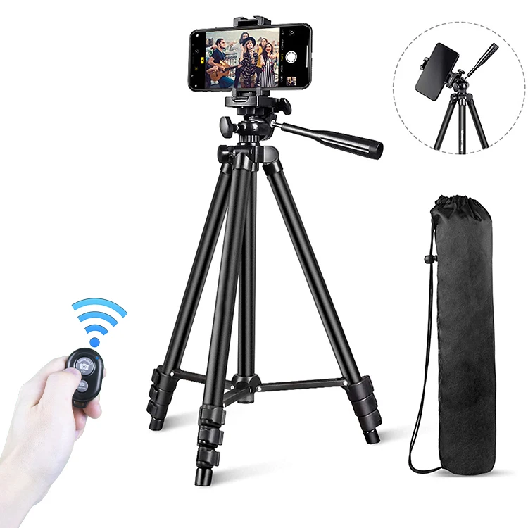 JUNNX 51'' Adjustable Travel Video Remote Mobile Camera Tripod Stand for Phone with Smartphone Mount Holder, Black
JUNNX 51'' Adjustable Travel Video Remote Mobile Camera Tripod Stand for Phone with Smartphone Mount Holder, Black