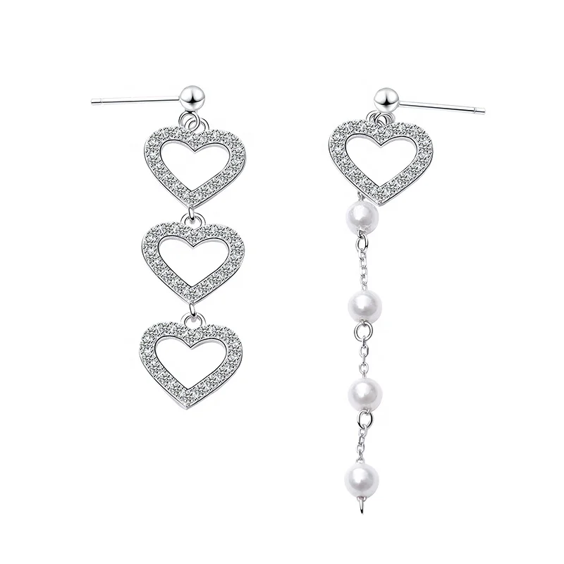 New arrival 925 sterling silver heart zircon pearl long dangle irregular white gold plated stud earring
New arrival 925 sterling silver heart zircon pearl long dangle irregular white gold plated stud earring