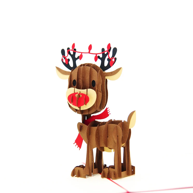 3D открытка Рождественский ребенок олень всплывающая открытка